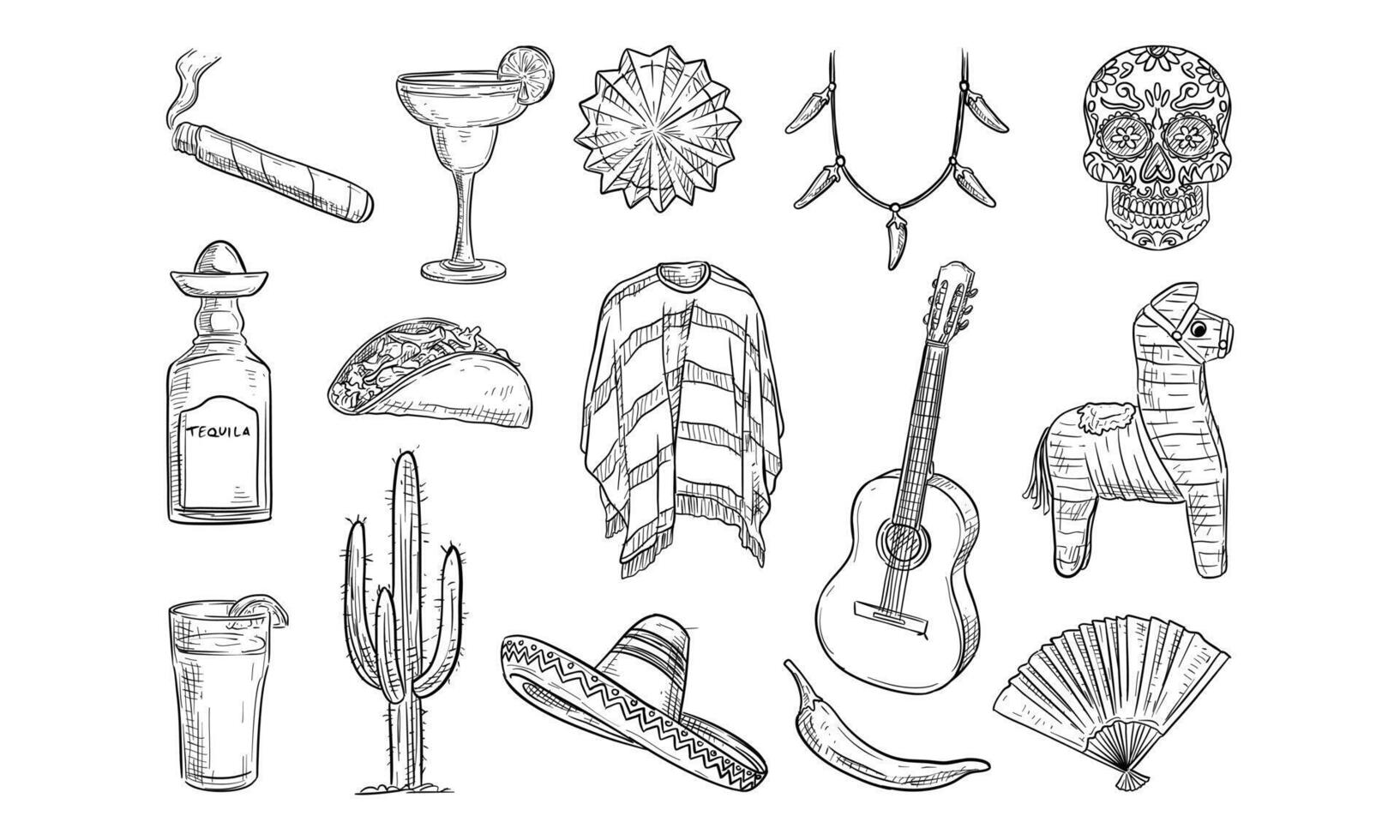 cinco de mayo fest handdrawn collection vector