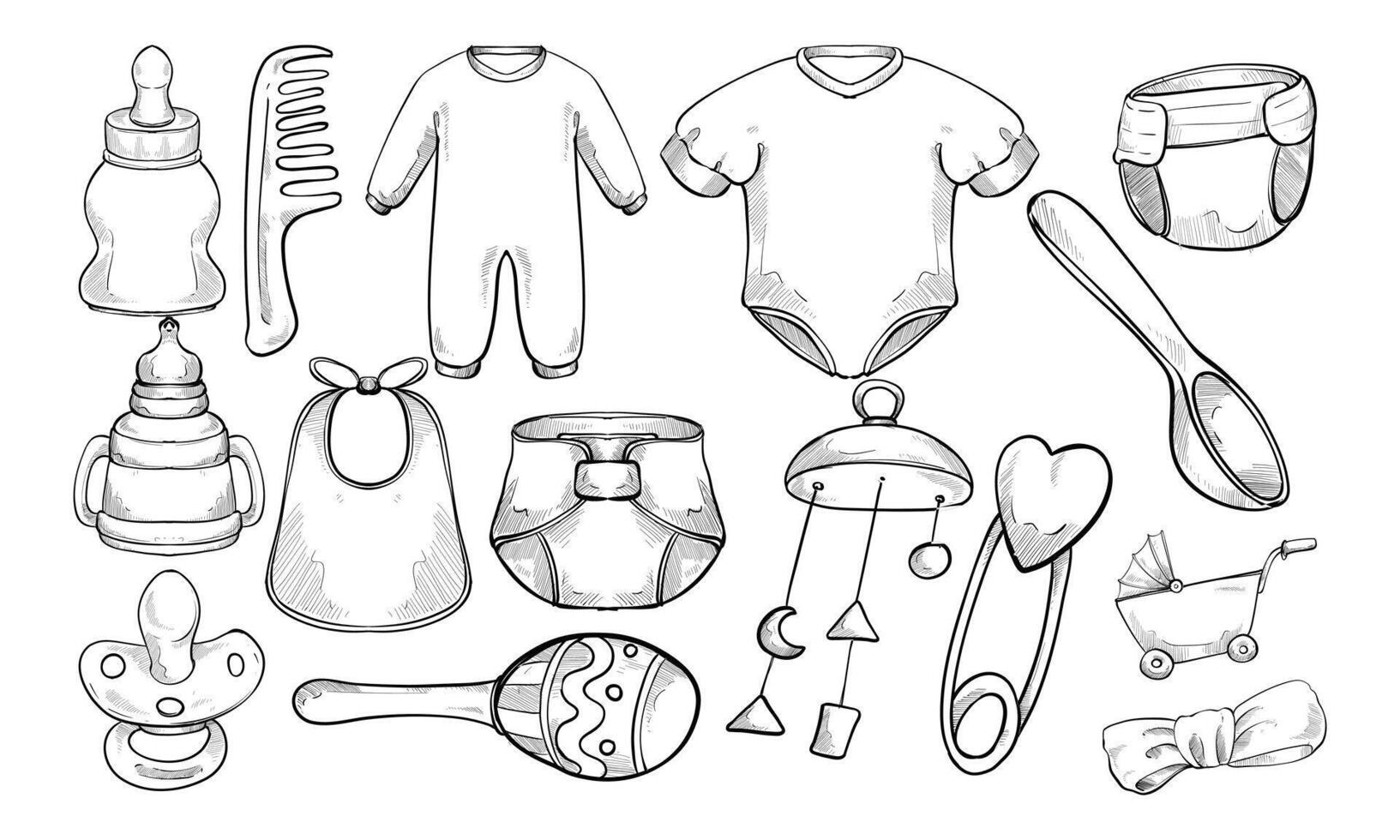 baby style stuff handdrawn collection vector