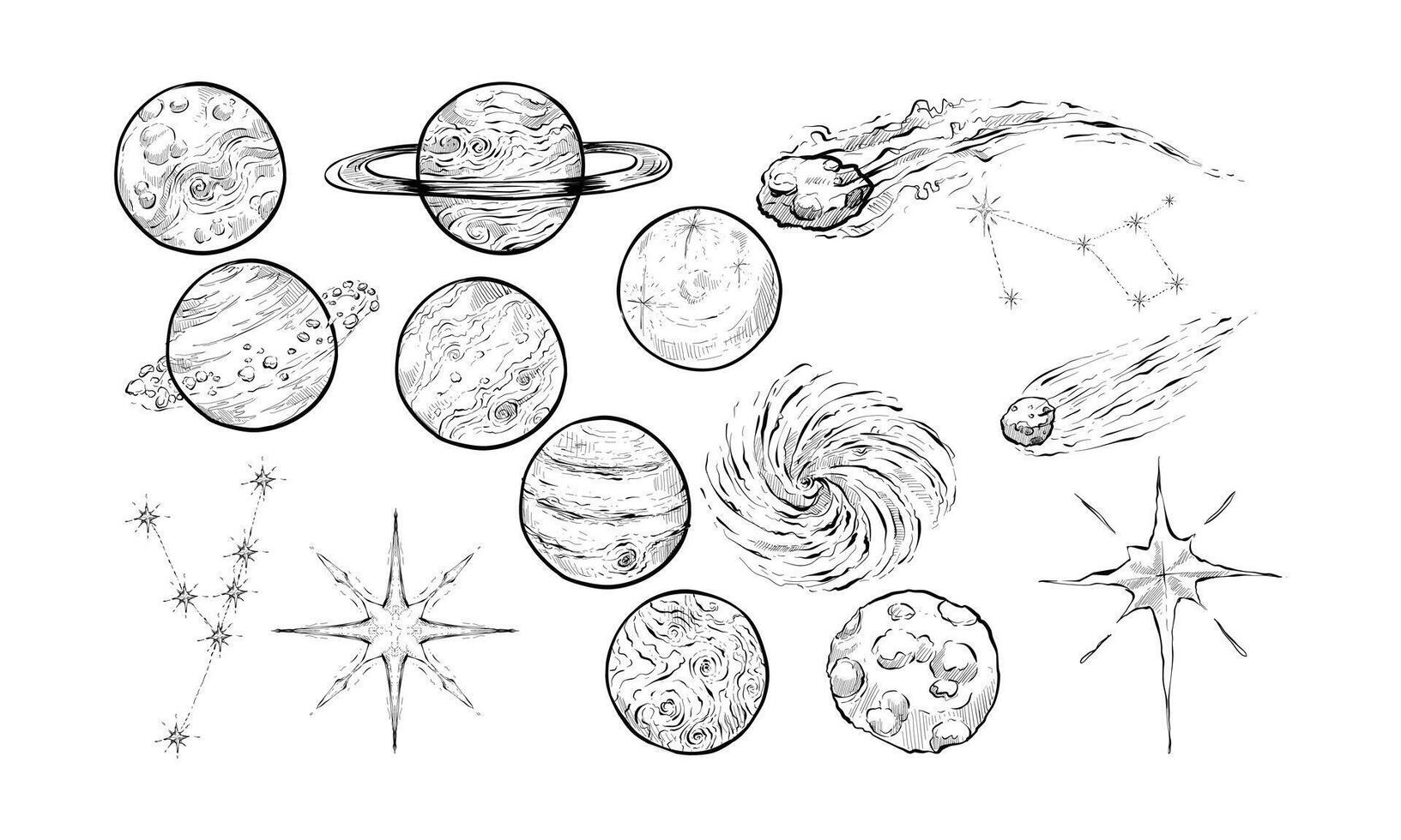 universe space handdrawn collection vector
