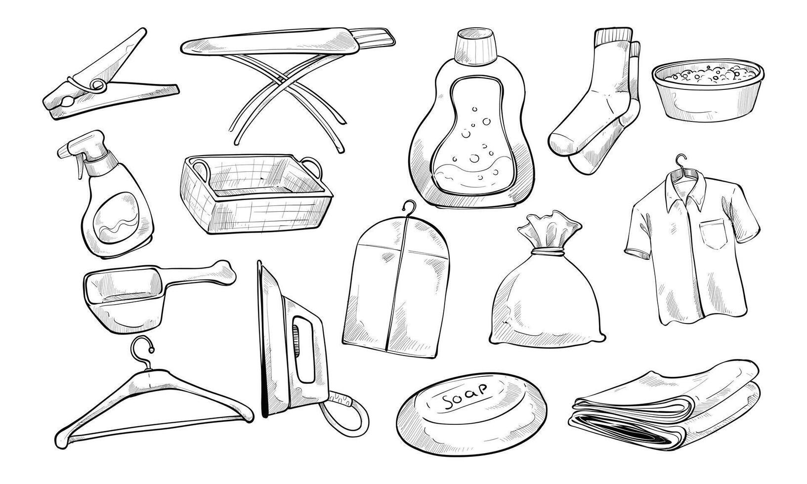 house laundry handdrawn collection vector