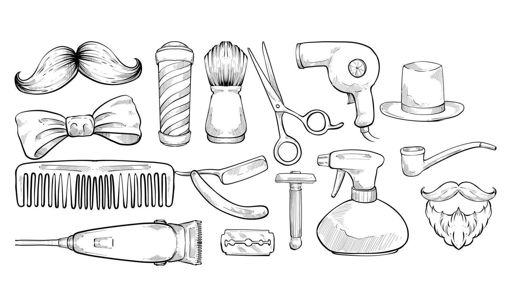 men accessories handdrawn collection vector