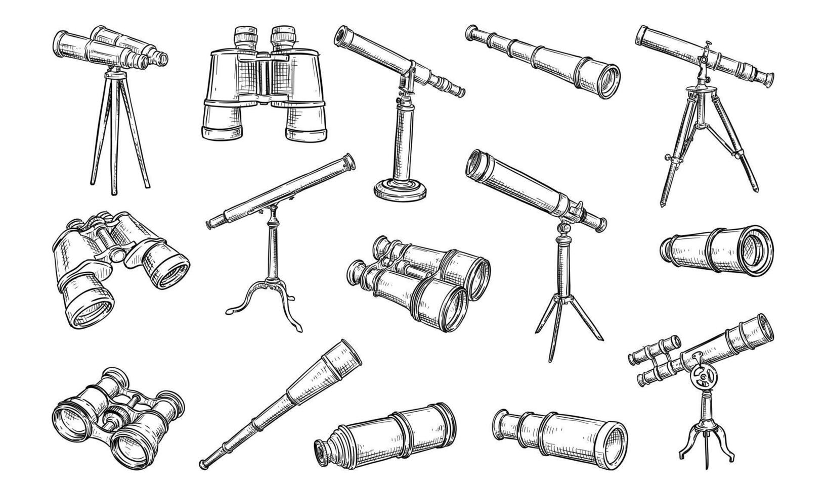 telescope handdrawn collection vector