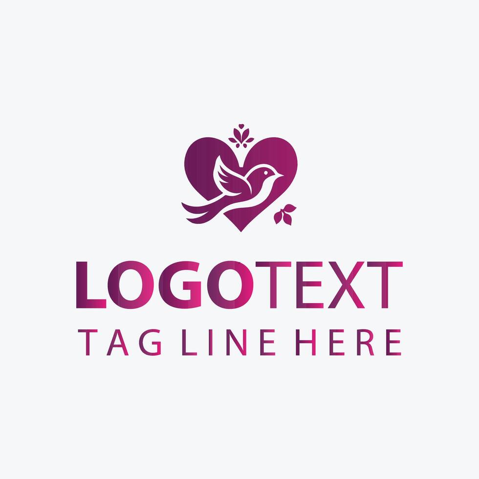 Heart Flap Love Bird Logo vector