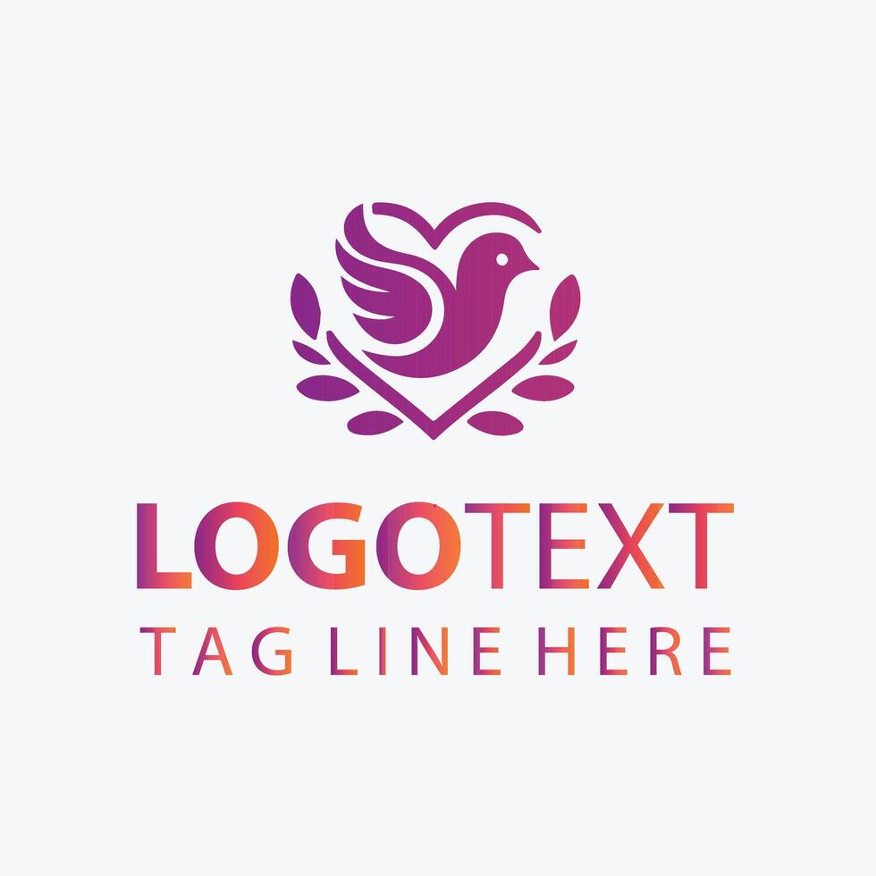 Feathered Hope Love Bird Logo vector