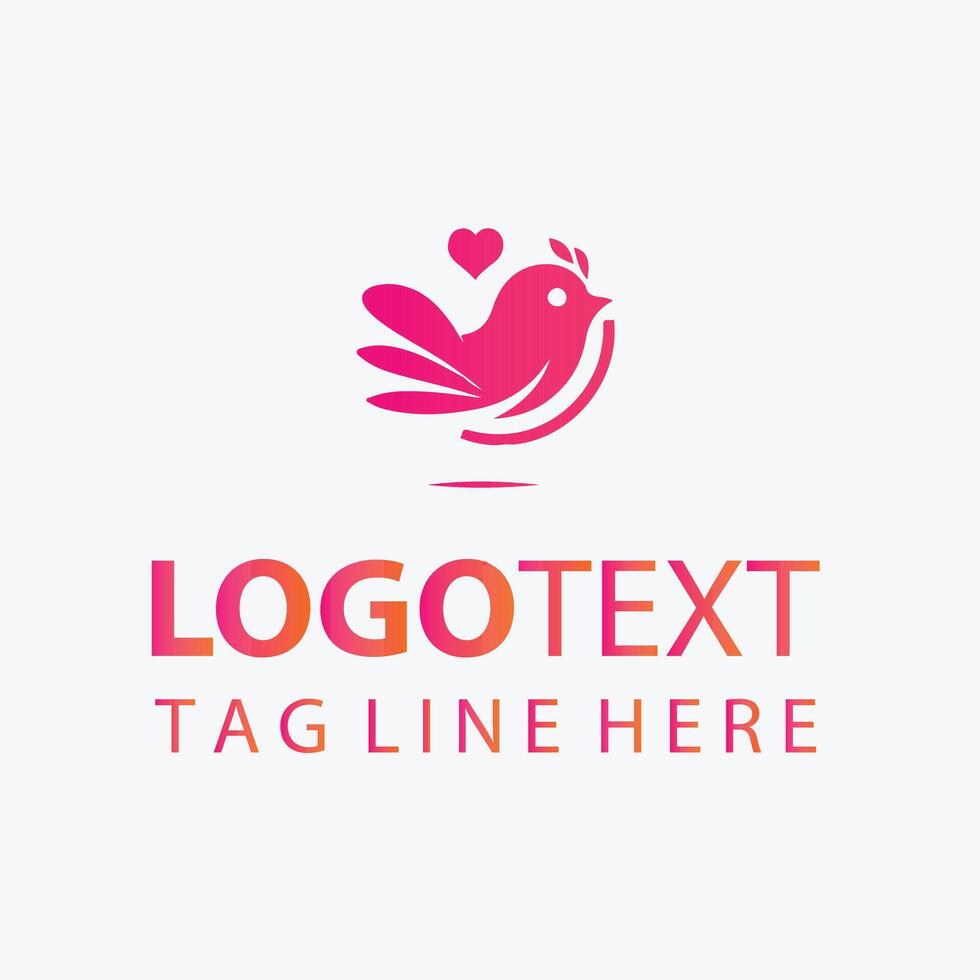 Bird Song Love Logo Design vector