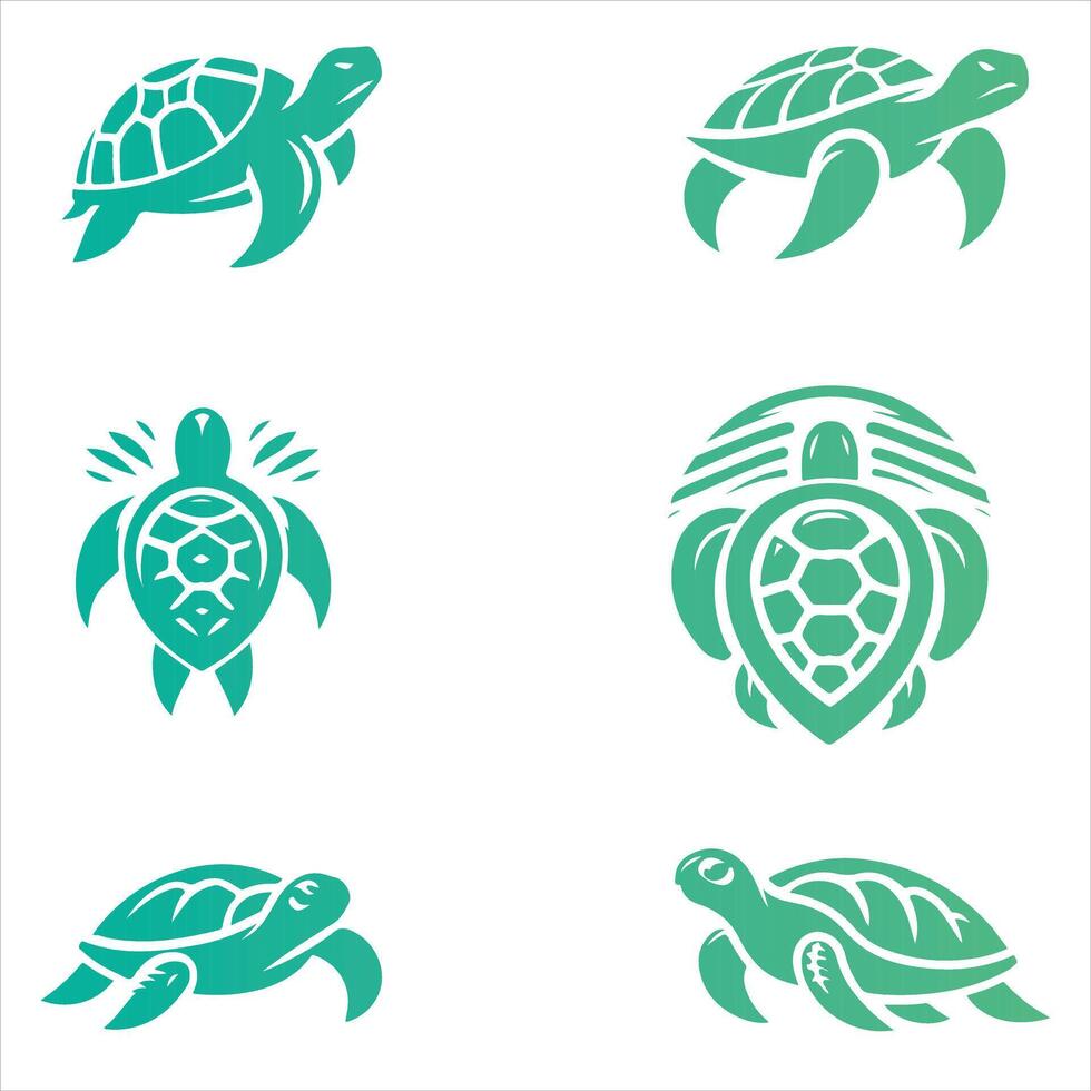 Green Shell Turtle Logo Collection vector