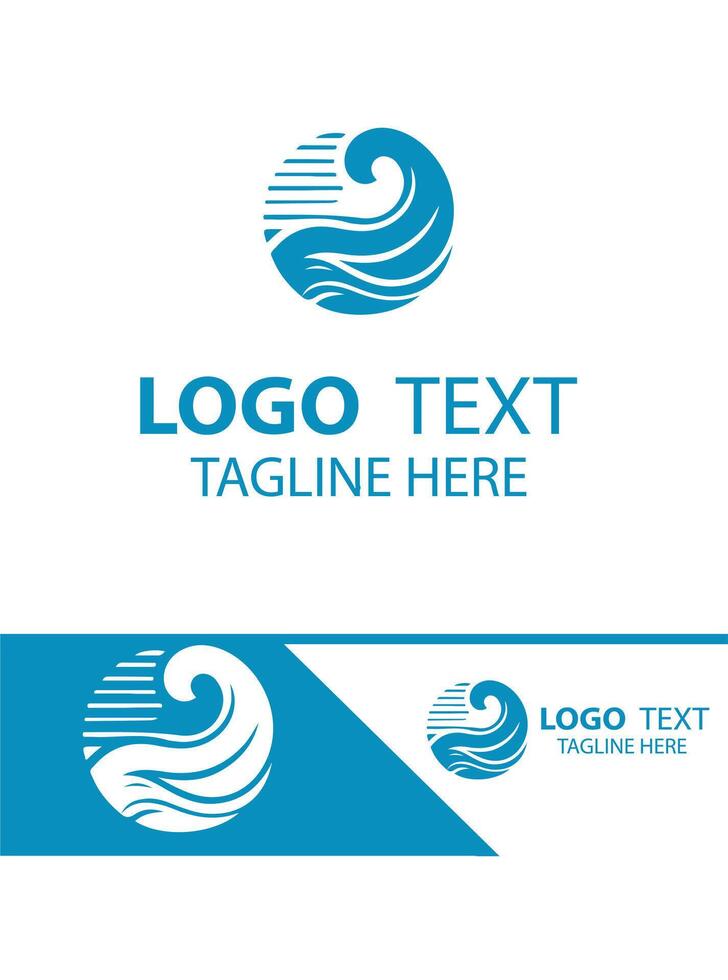 Deep Wave waves logo vector