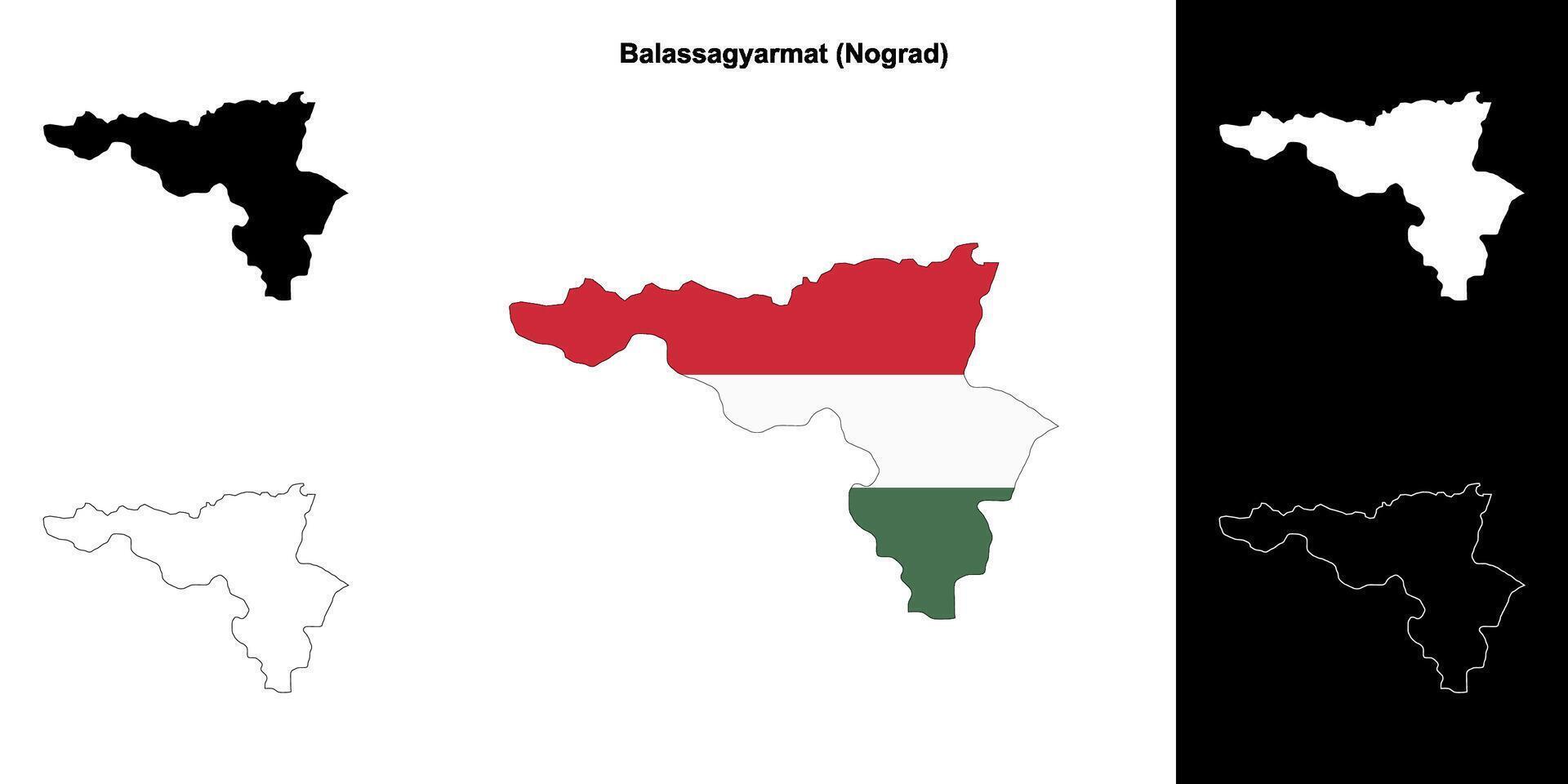 Balassagyarmat district outline map set vector