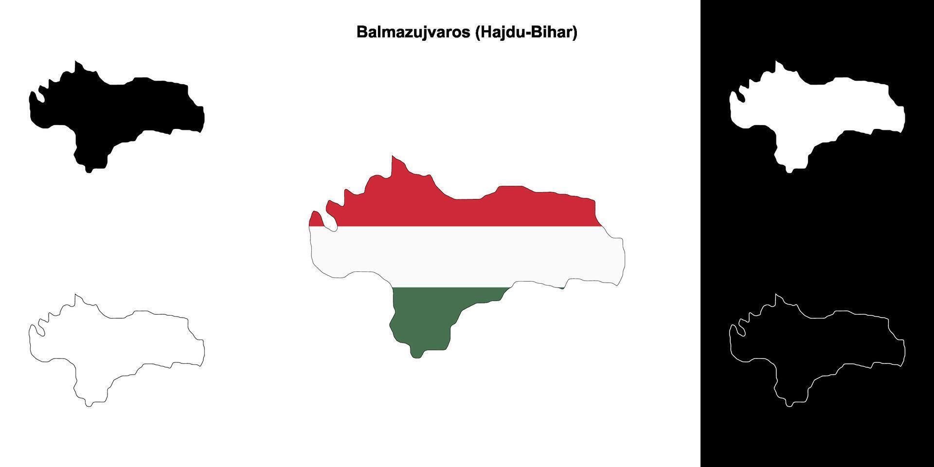 Balmazujvaros district outline map set vector