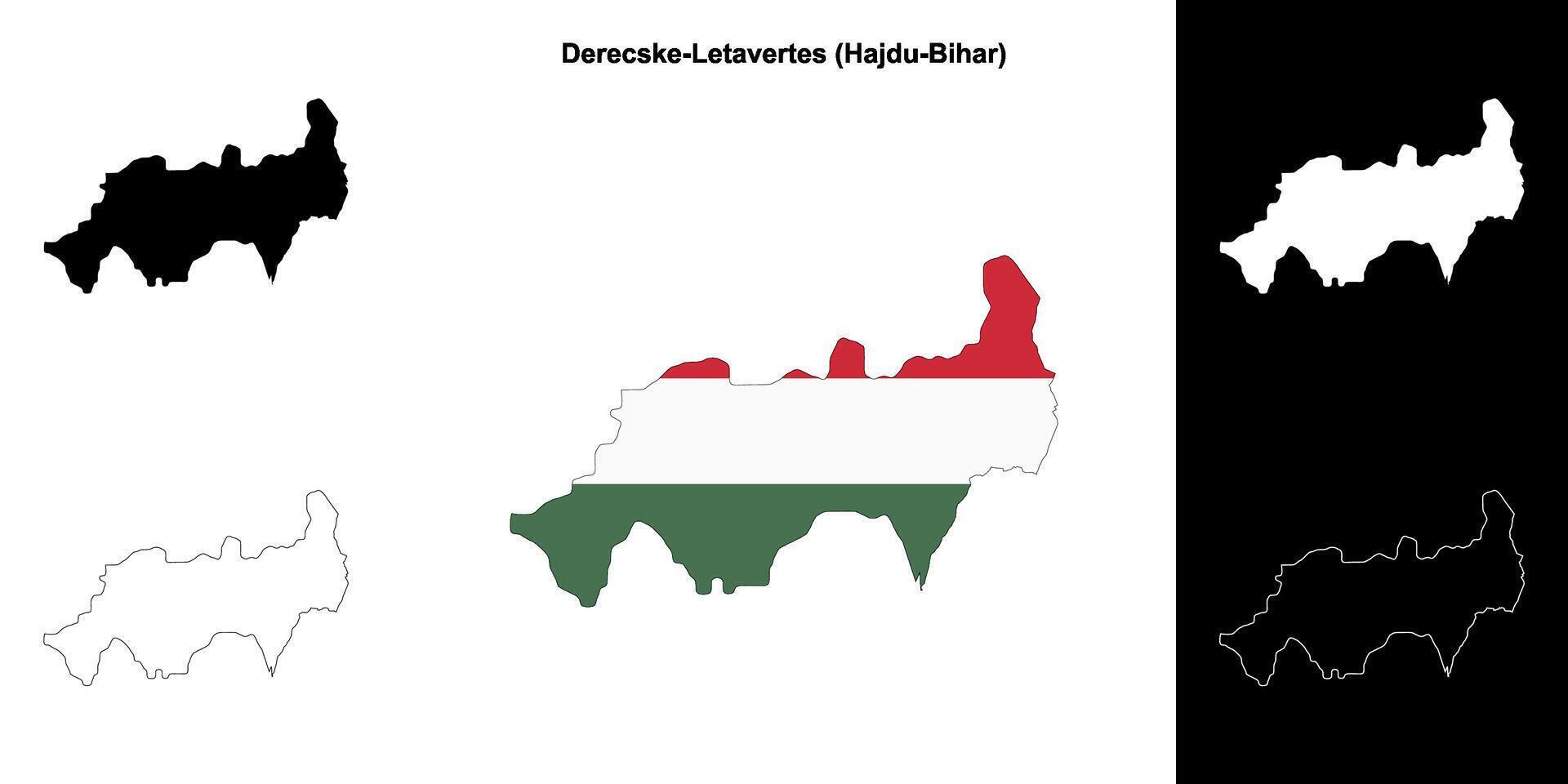 Derecske-Letavertes district outline map set vector