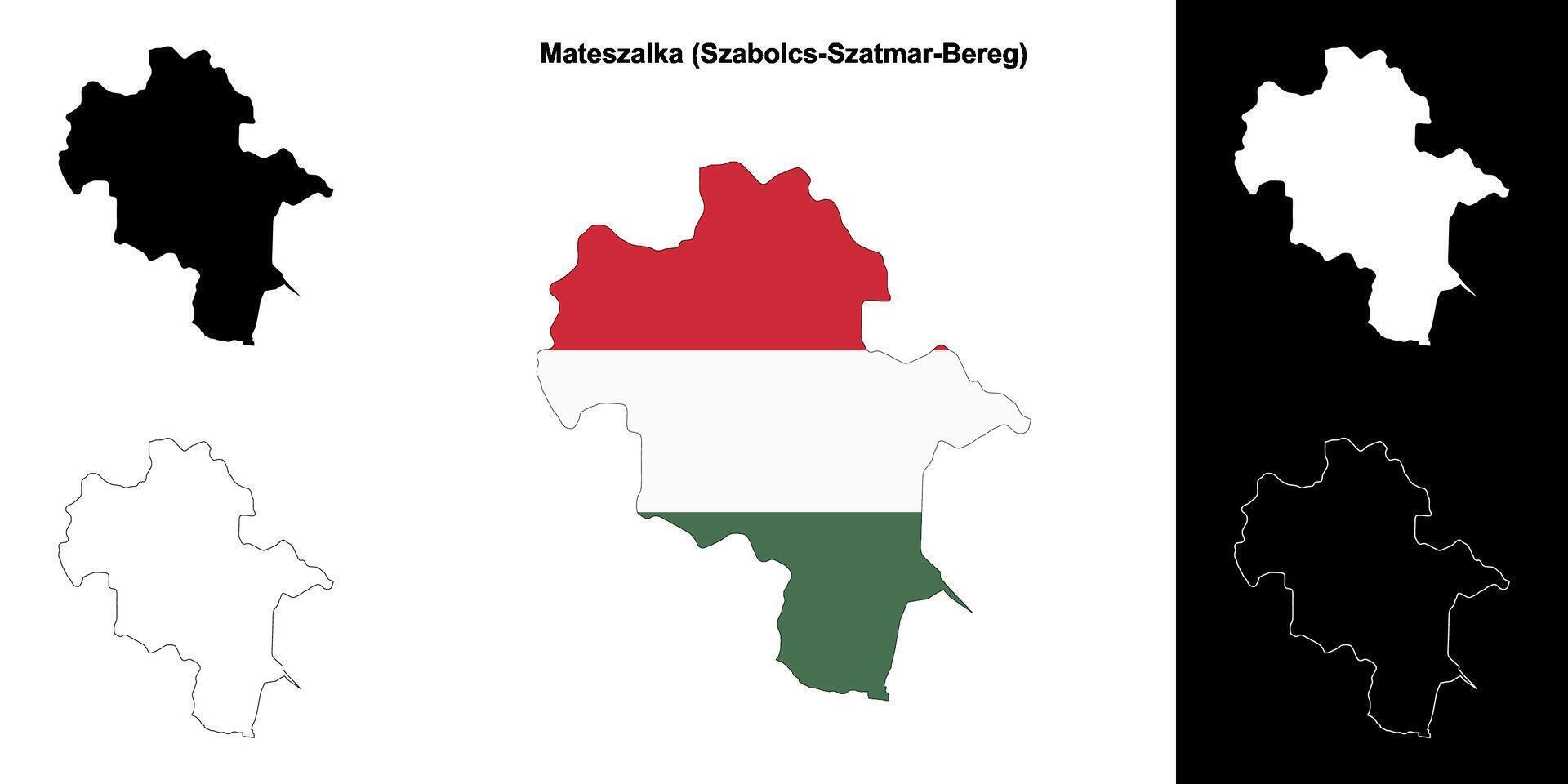 Mateszalka district outline map set vector