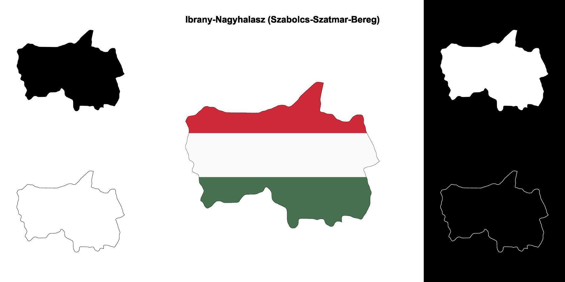 Ibrany-Nagyhalasz district outline map set vector