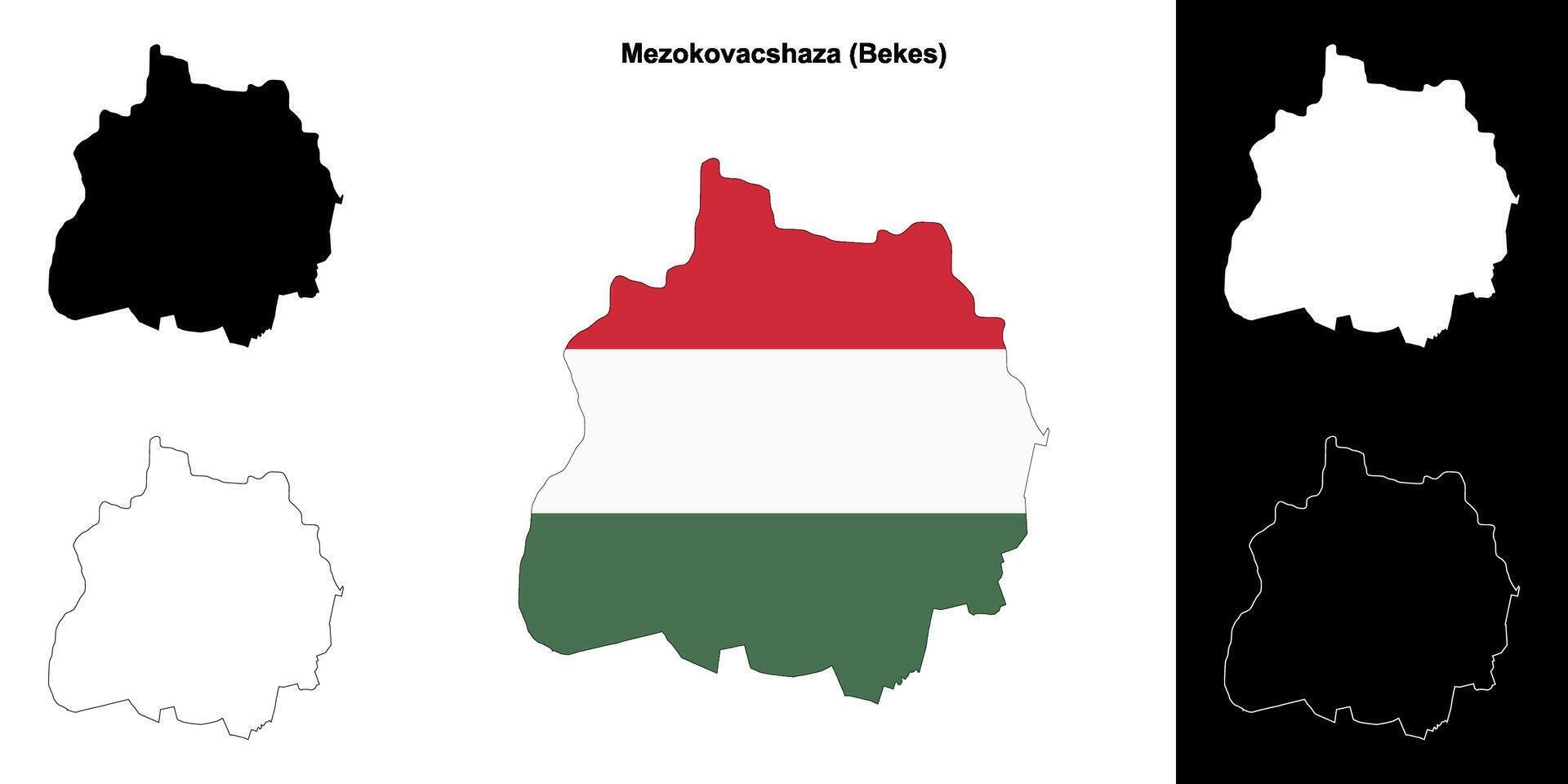 Mezokovacshaza district outline map set vector