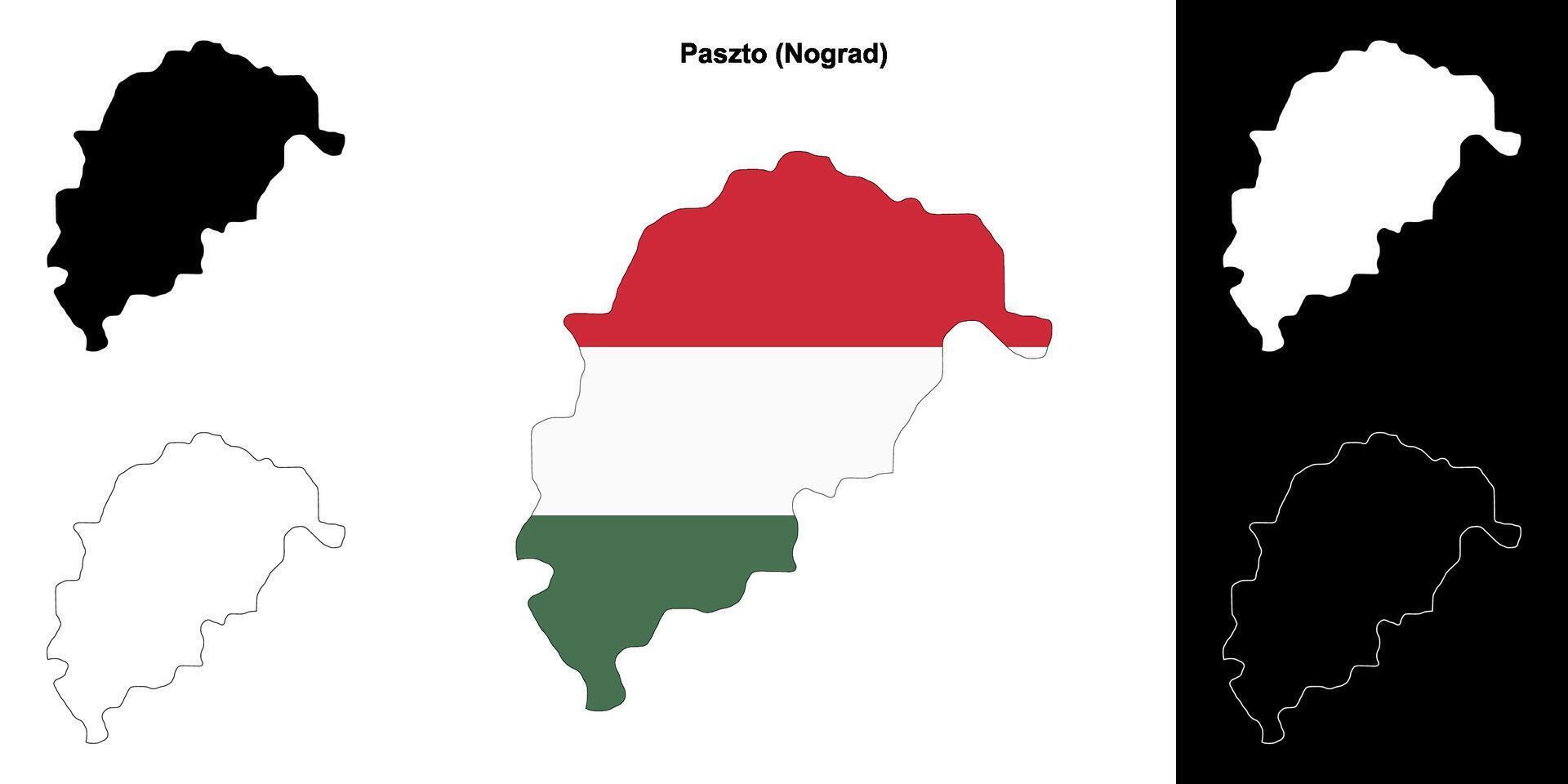 Paszto district outline map set vector