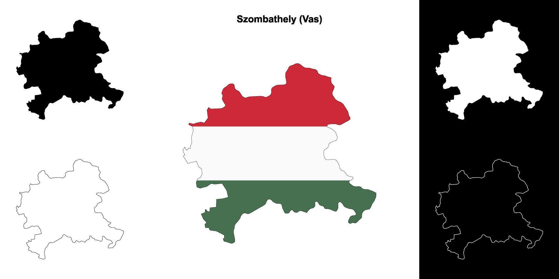 Szombathely district outline map set vector
