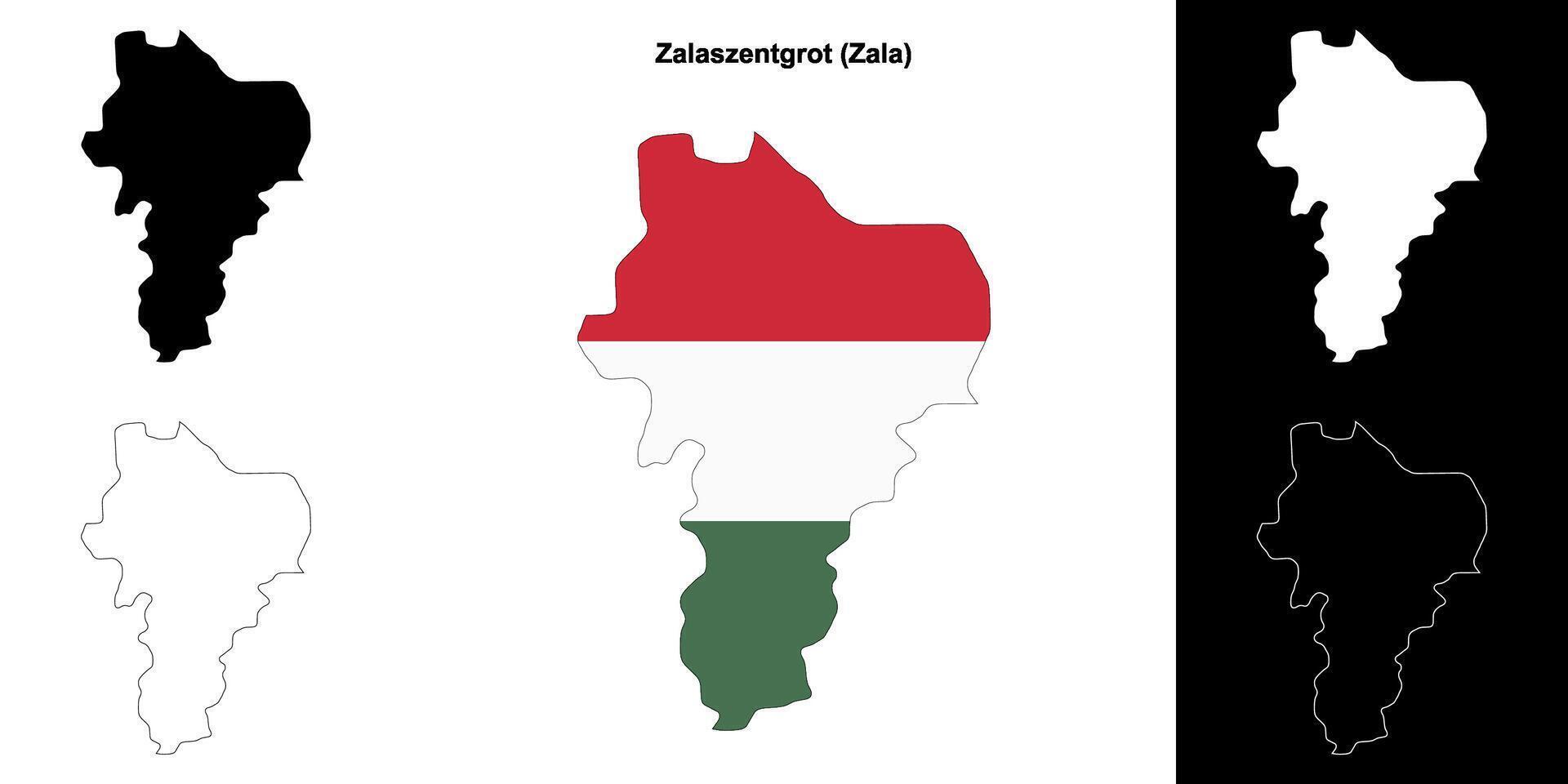 Zalaszentgrot district outline map set vector