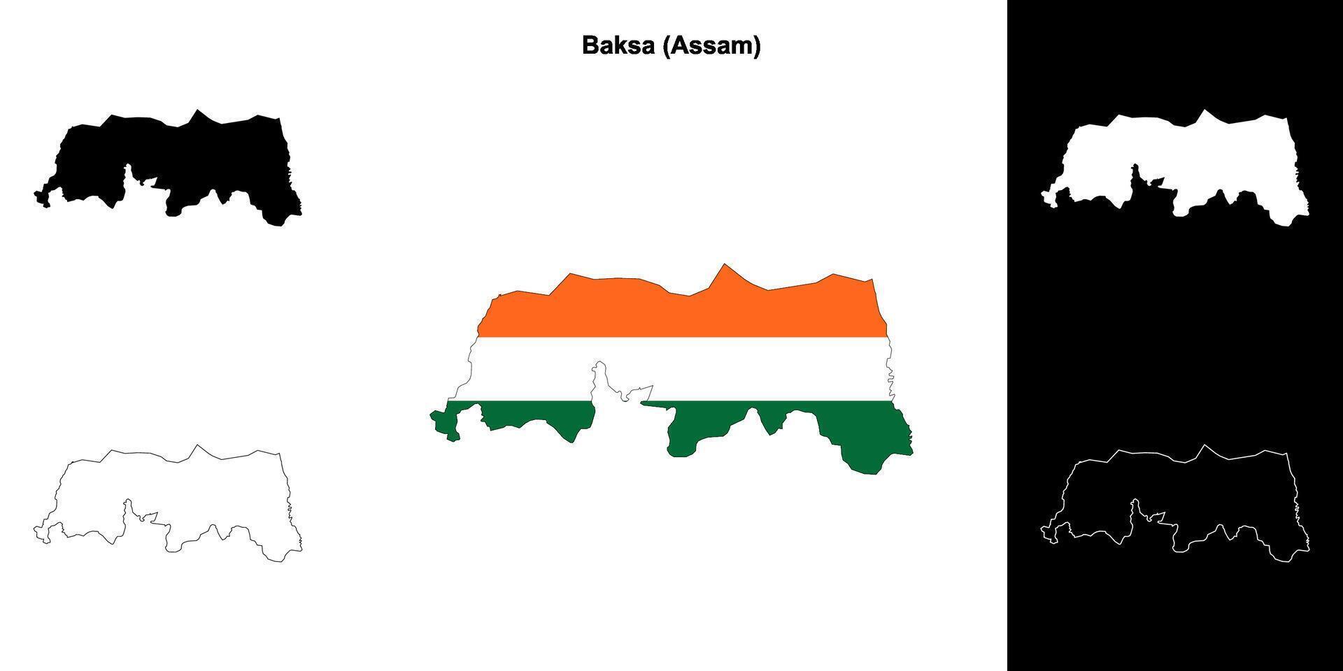 Baksa district, Assam blank outline map set vector