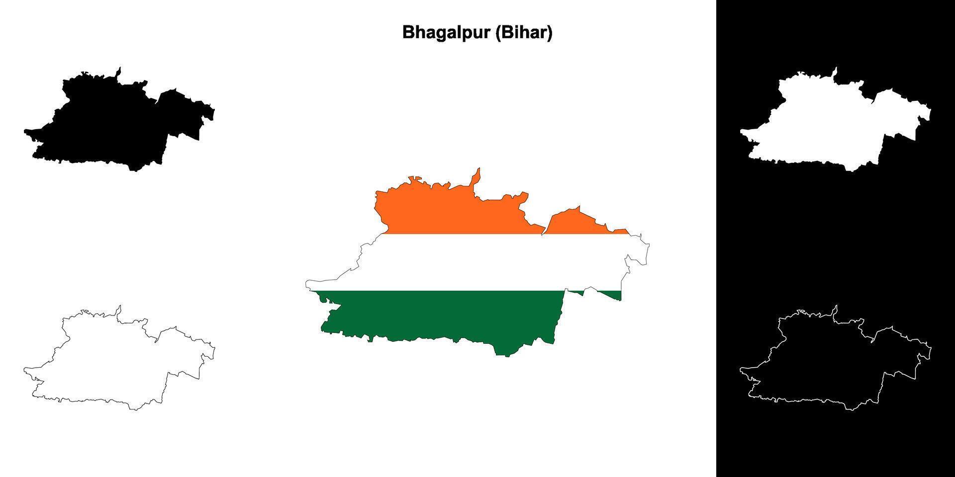 Bhagalpur district, Bihar blank outline map set vector