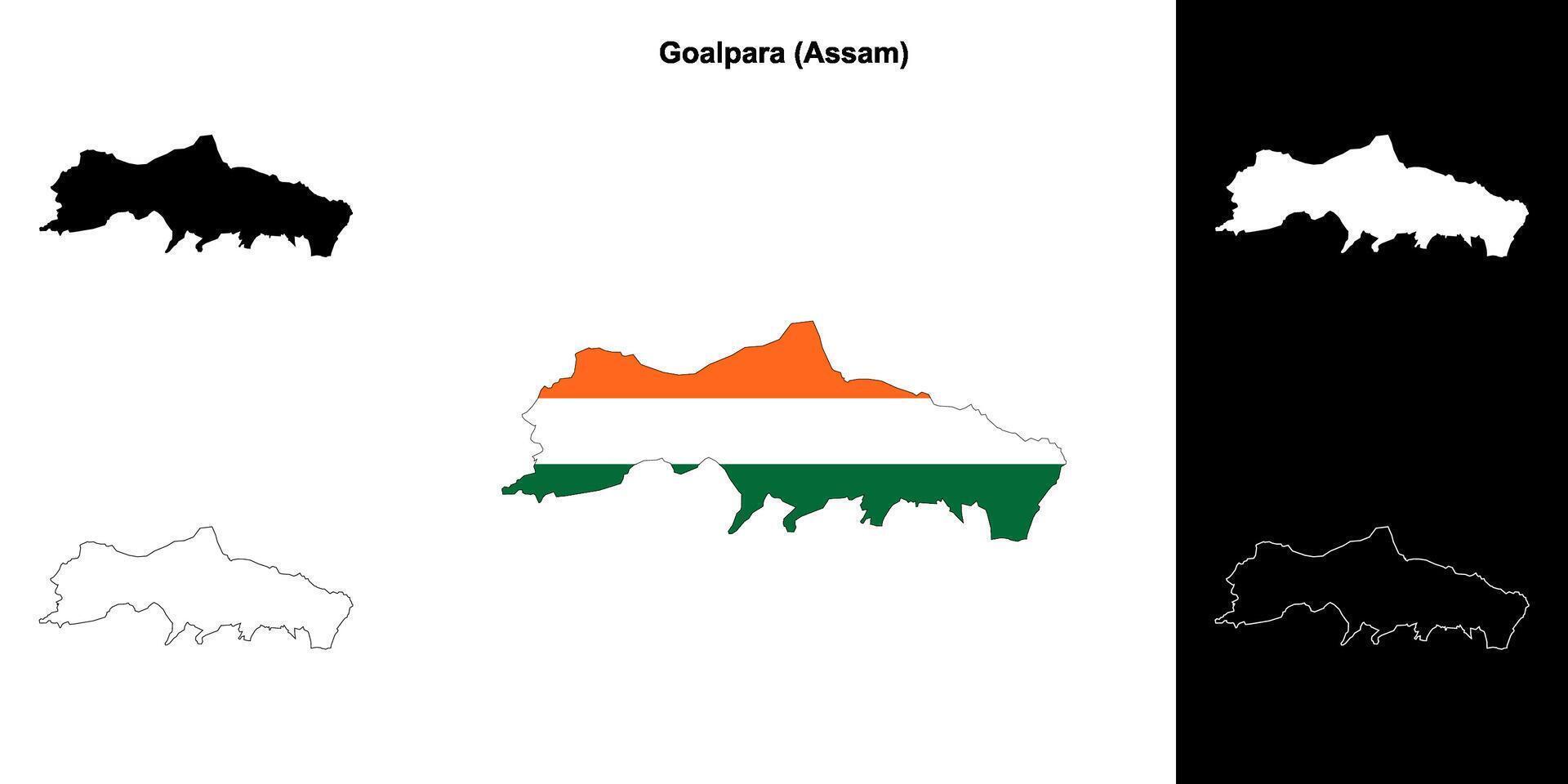 Goalpara district, Assam blank outline map set vector