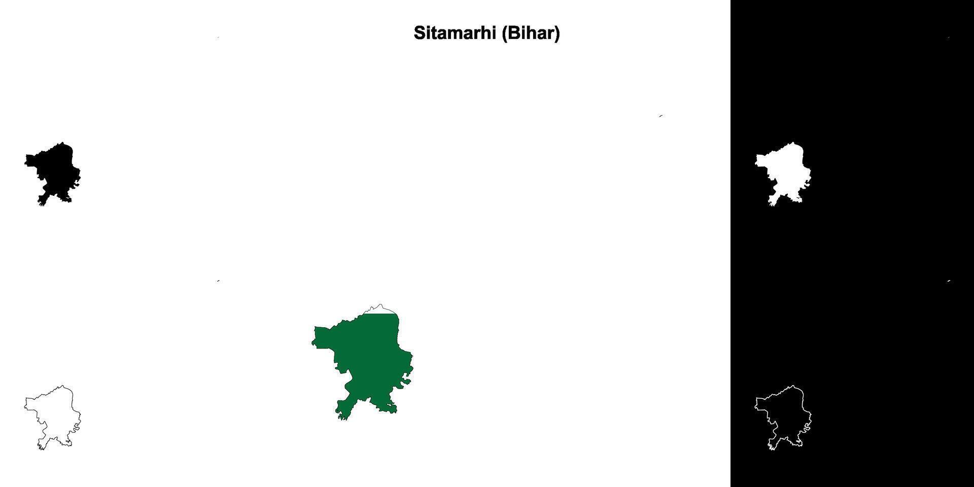 Sitamarhi district, Bihar blank outline map set vector