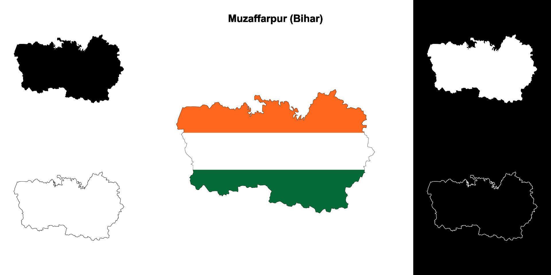 Muzaffarpur district, Bihar blank outline map set vector