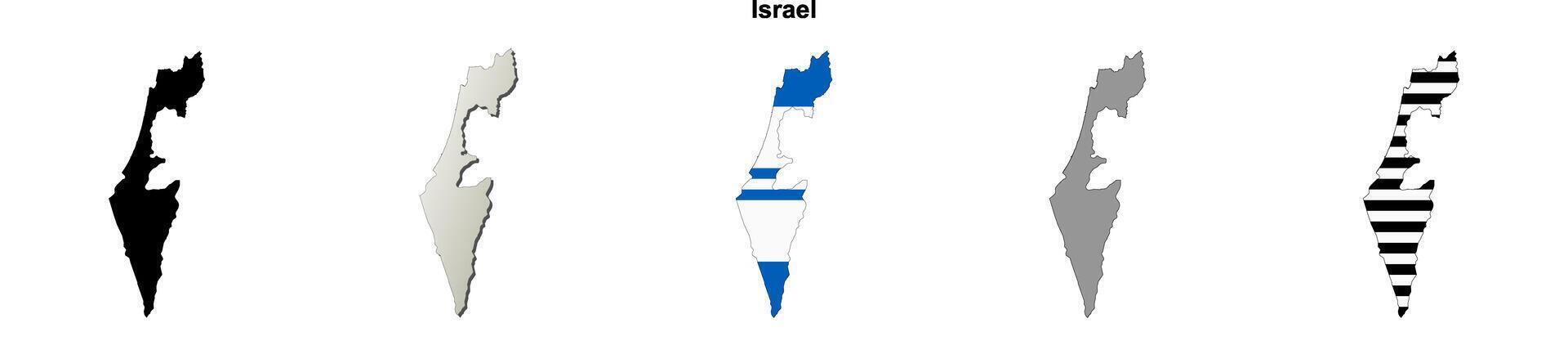 Israel outline map set vector