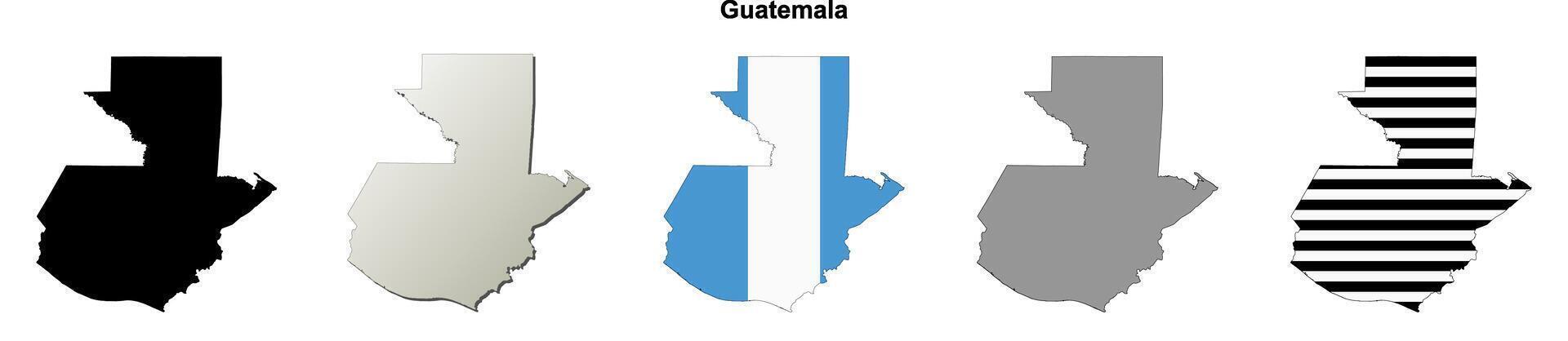 Guatemala outline map set vector