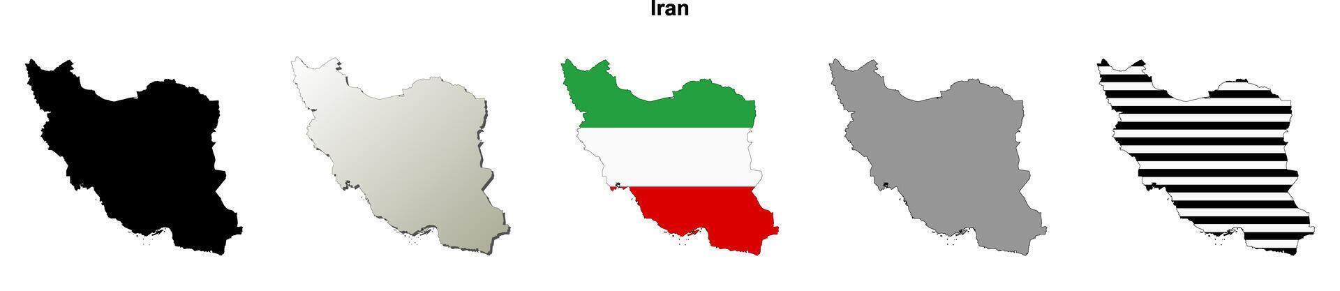 Iran outline map set vector