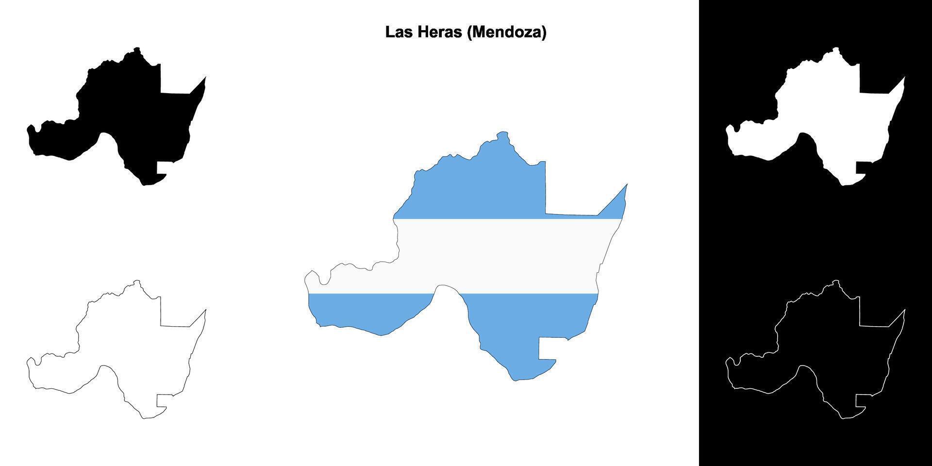 Las Heras department, Mendoza outline map set vector