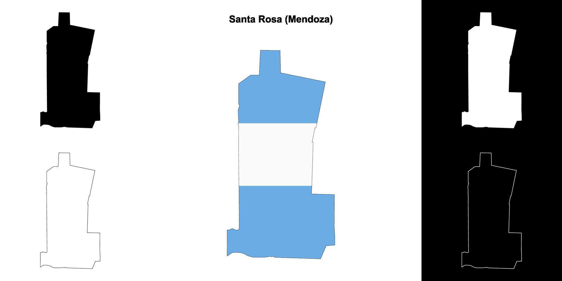Santa Rosa department, Mendoza outline map set vector