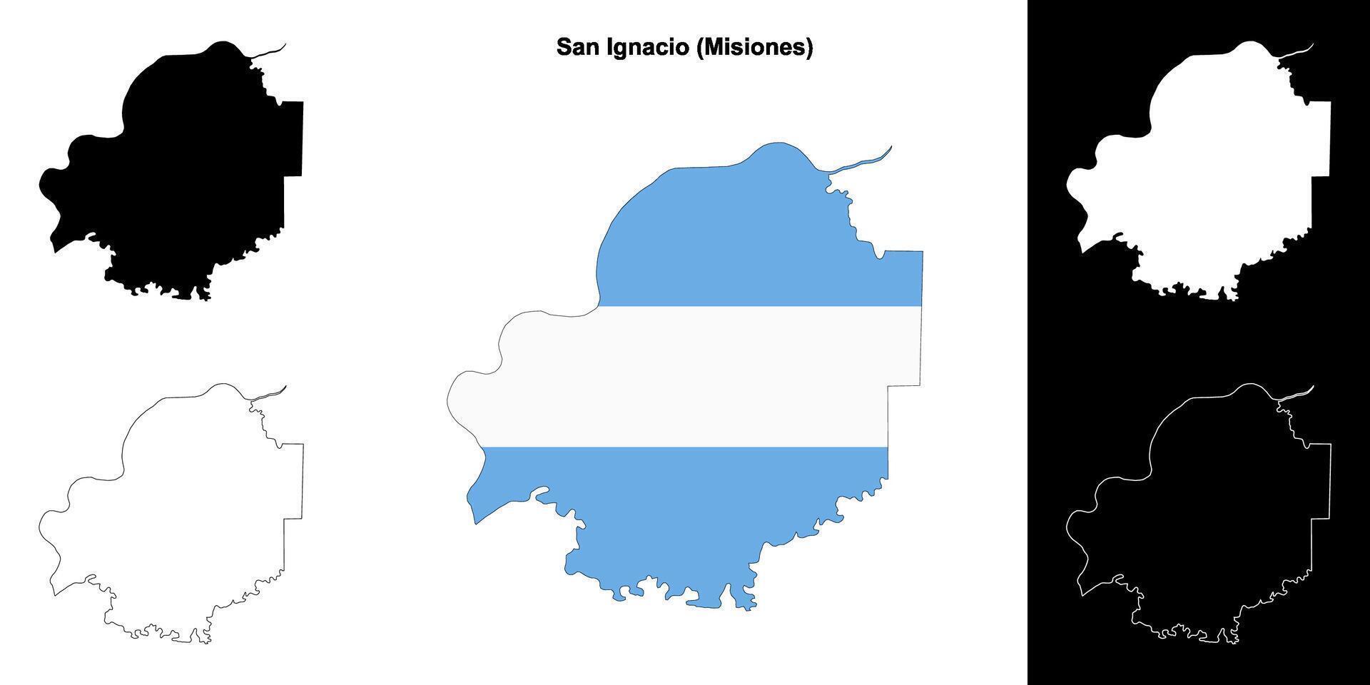 San Ignacio department, Misiones outline map set vector