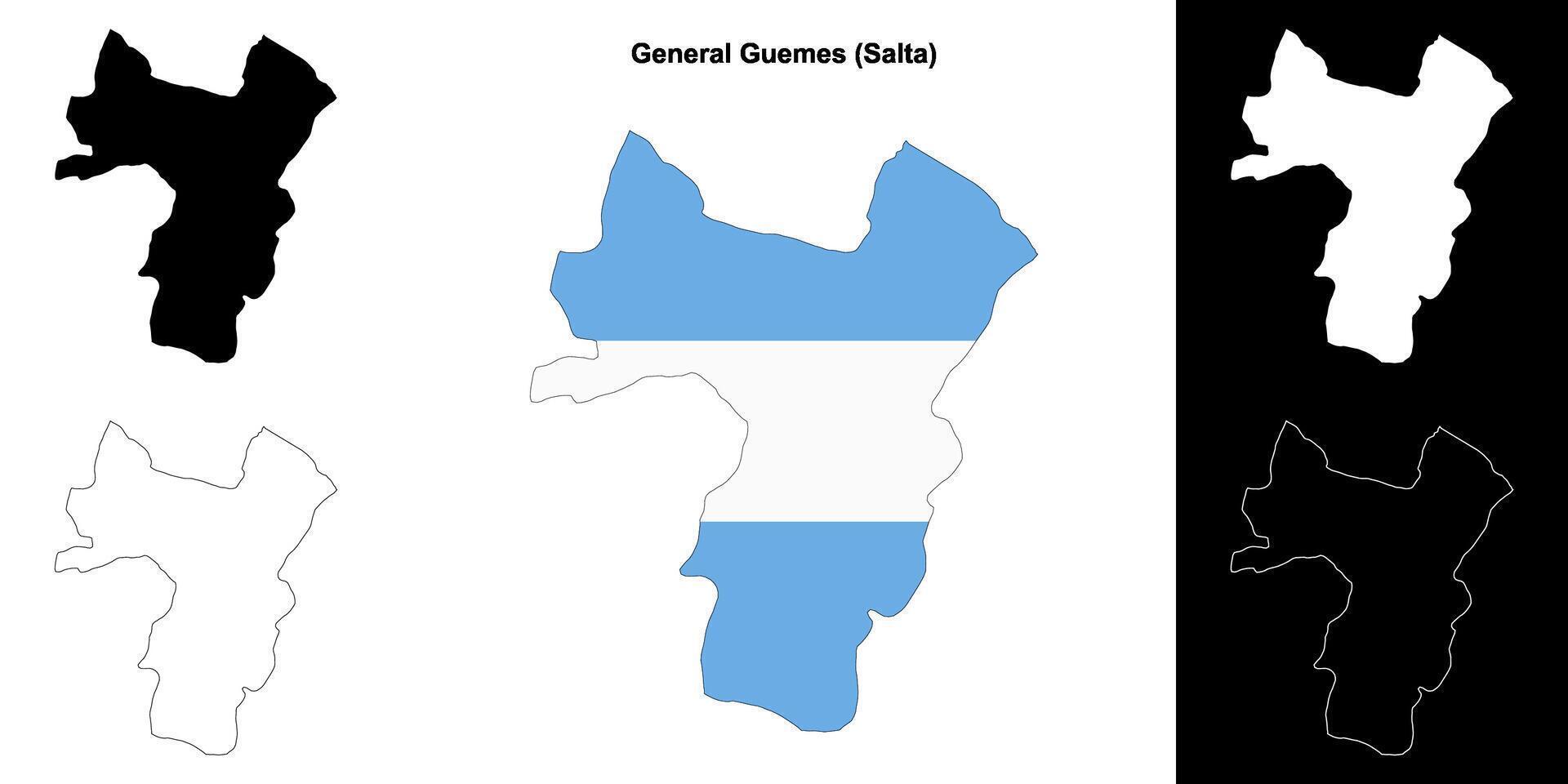 General Guemes department, Salta outline map set vector