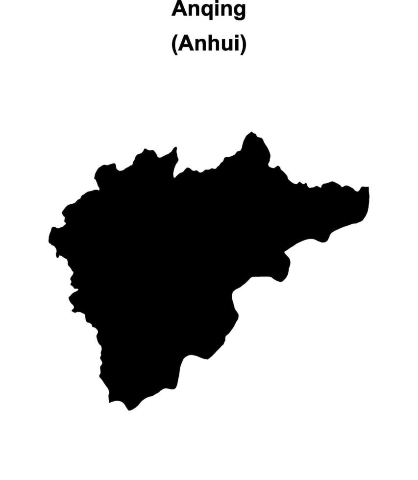 Anqing blank outline map vector
