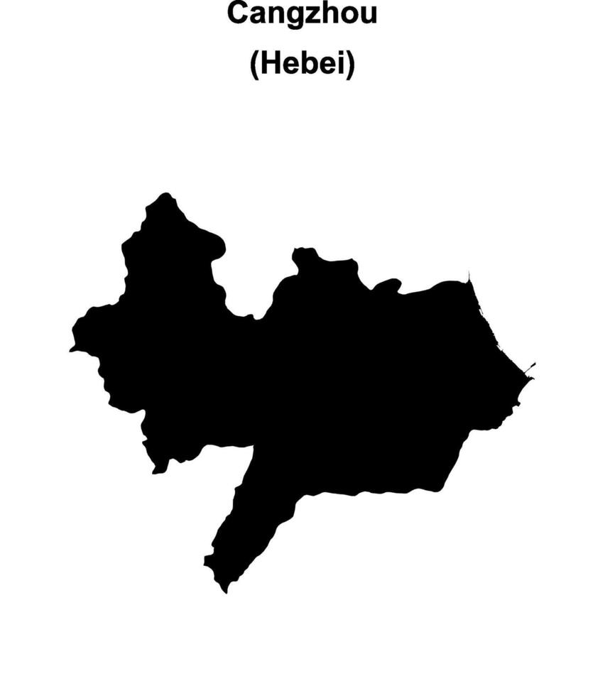 Cangzhou blank outline map vector