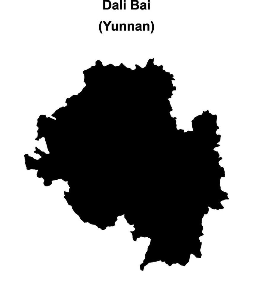 Dali Bai blank outline map vector