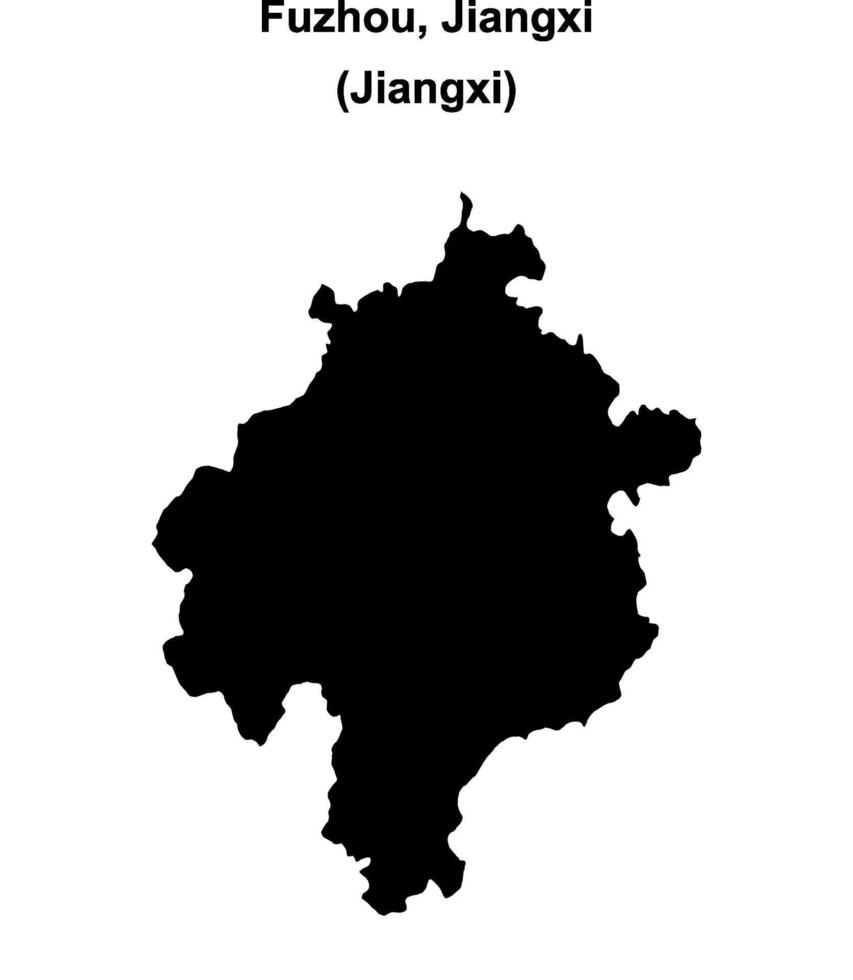 Fuzhou, Jiangxi blank outline map vector