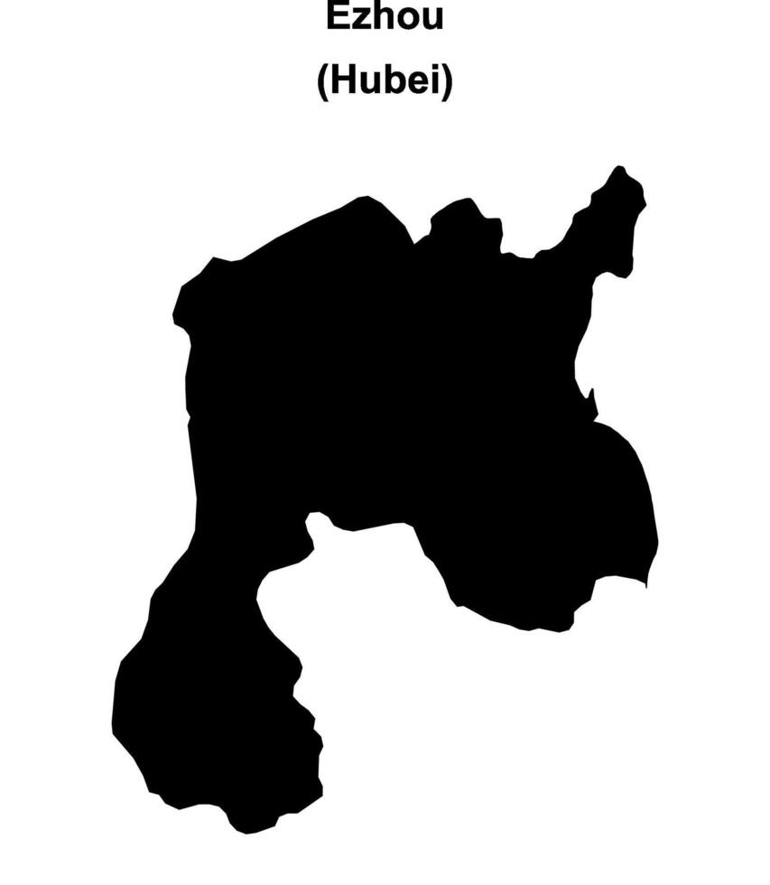 Ezhou blank outline map vector