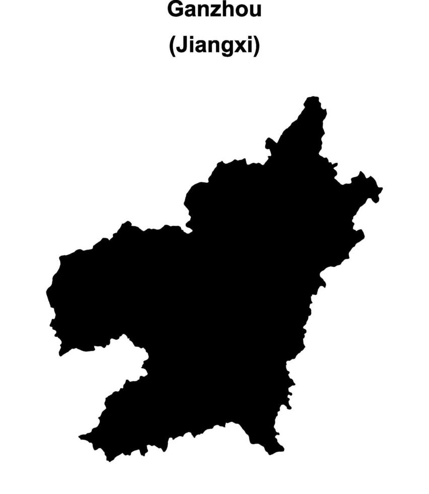 Ganzhou blank outline map vector