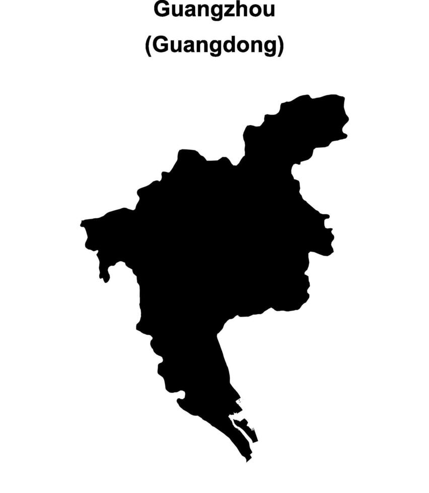 Guangzhou blank outline map vector