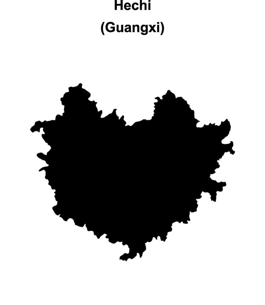 Hechi blank outline map vector