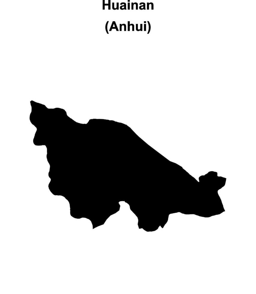 Huainan blank outline map vector