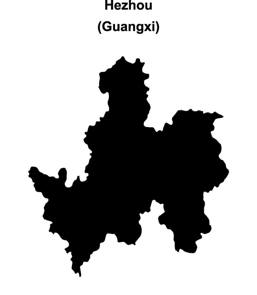 Hezhou blank outline map vector