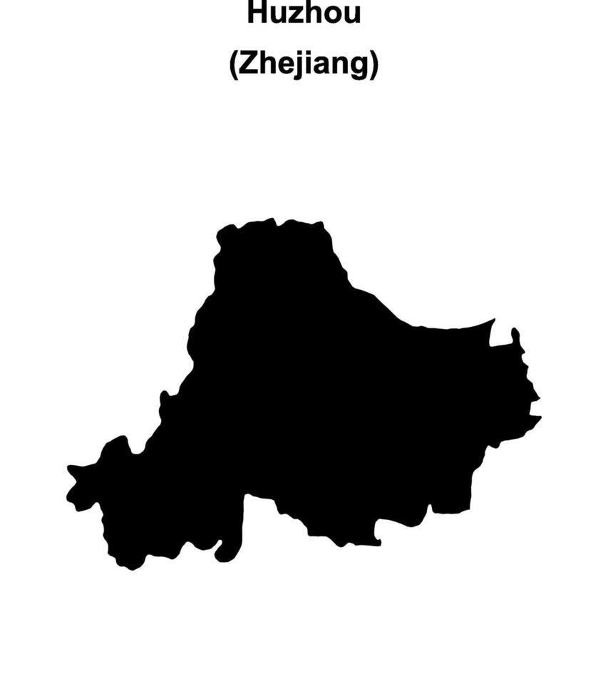 Huzhou blank outline map vector