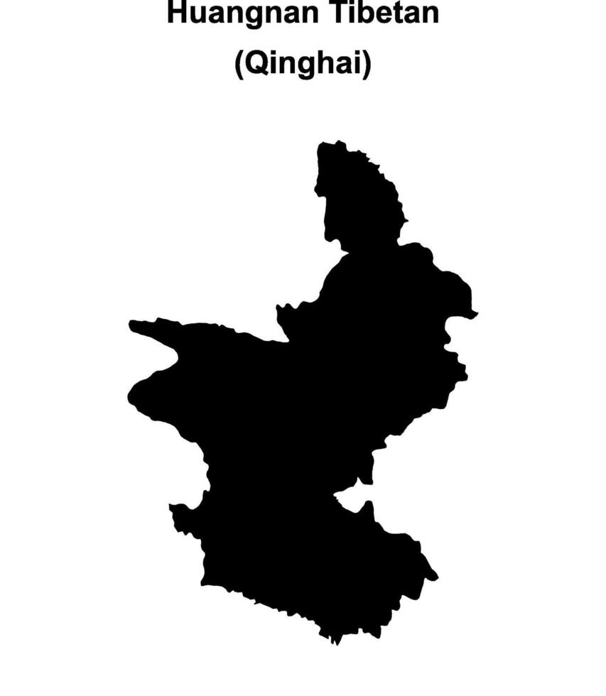 Huangnan Tibetan blank outline map vector