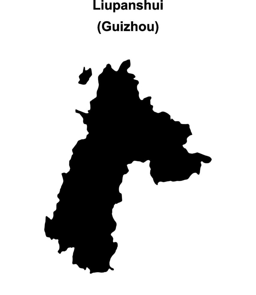Liupanshui blank outline map vector