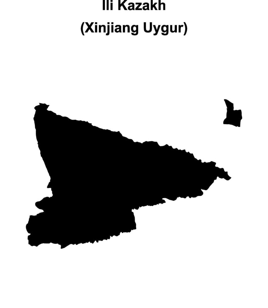 Ili Kazakh blank outline map vector