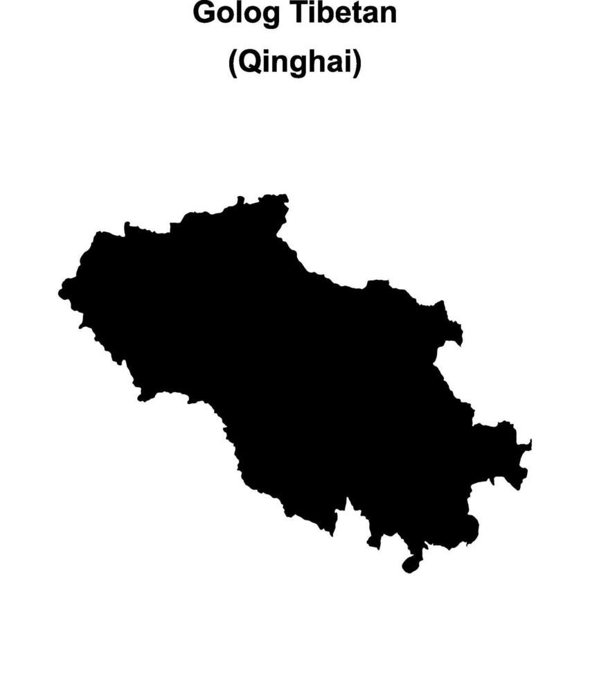 Golog Tibetan blank outline map vector