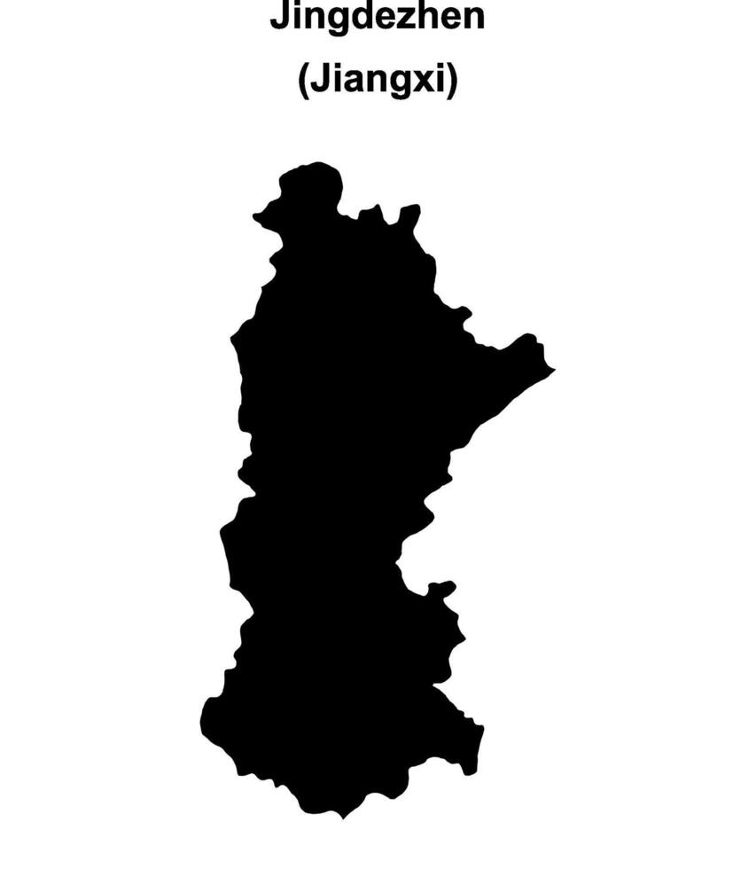 Jingdezhen blank outline map vector