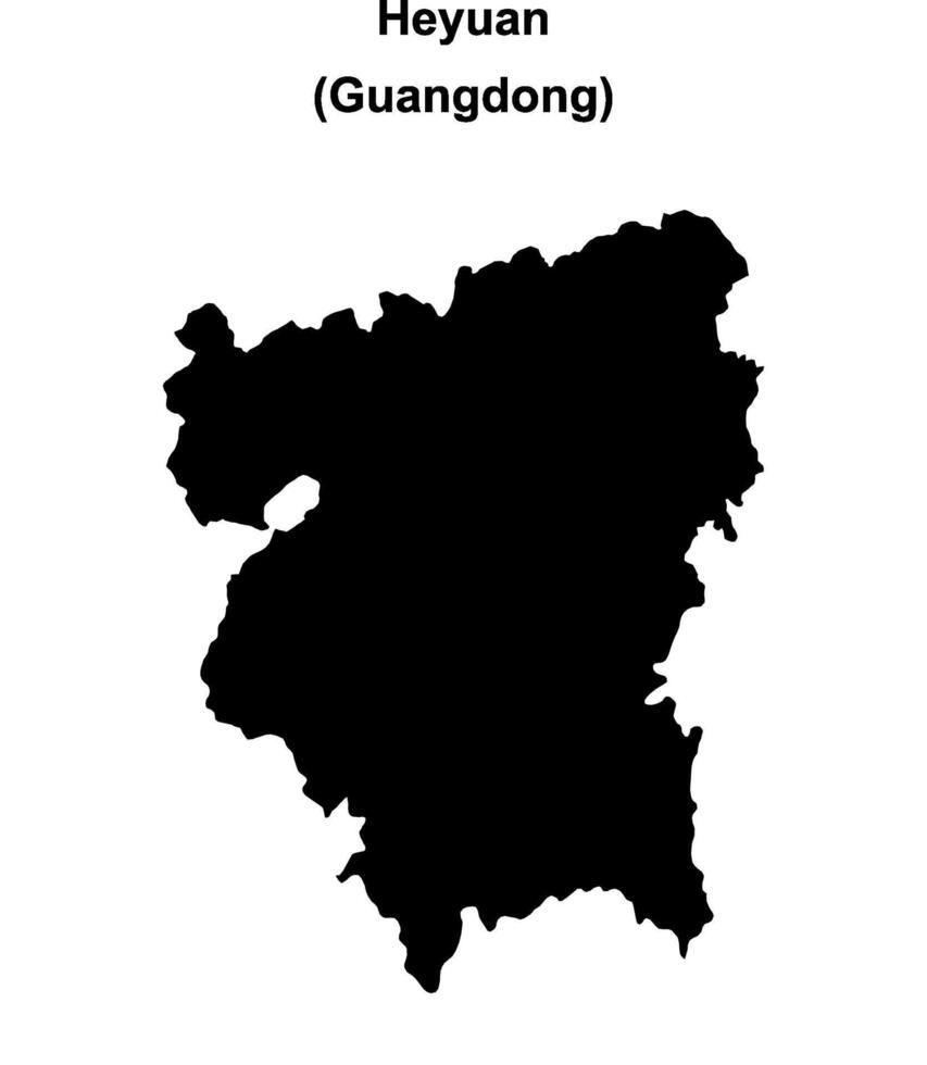 Heyuan blank outline map vector