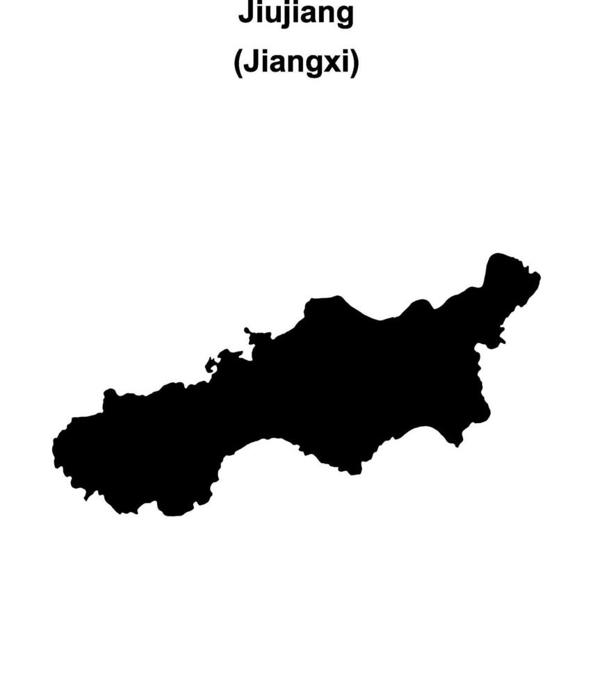 Jiujiang blank outline map vector